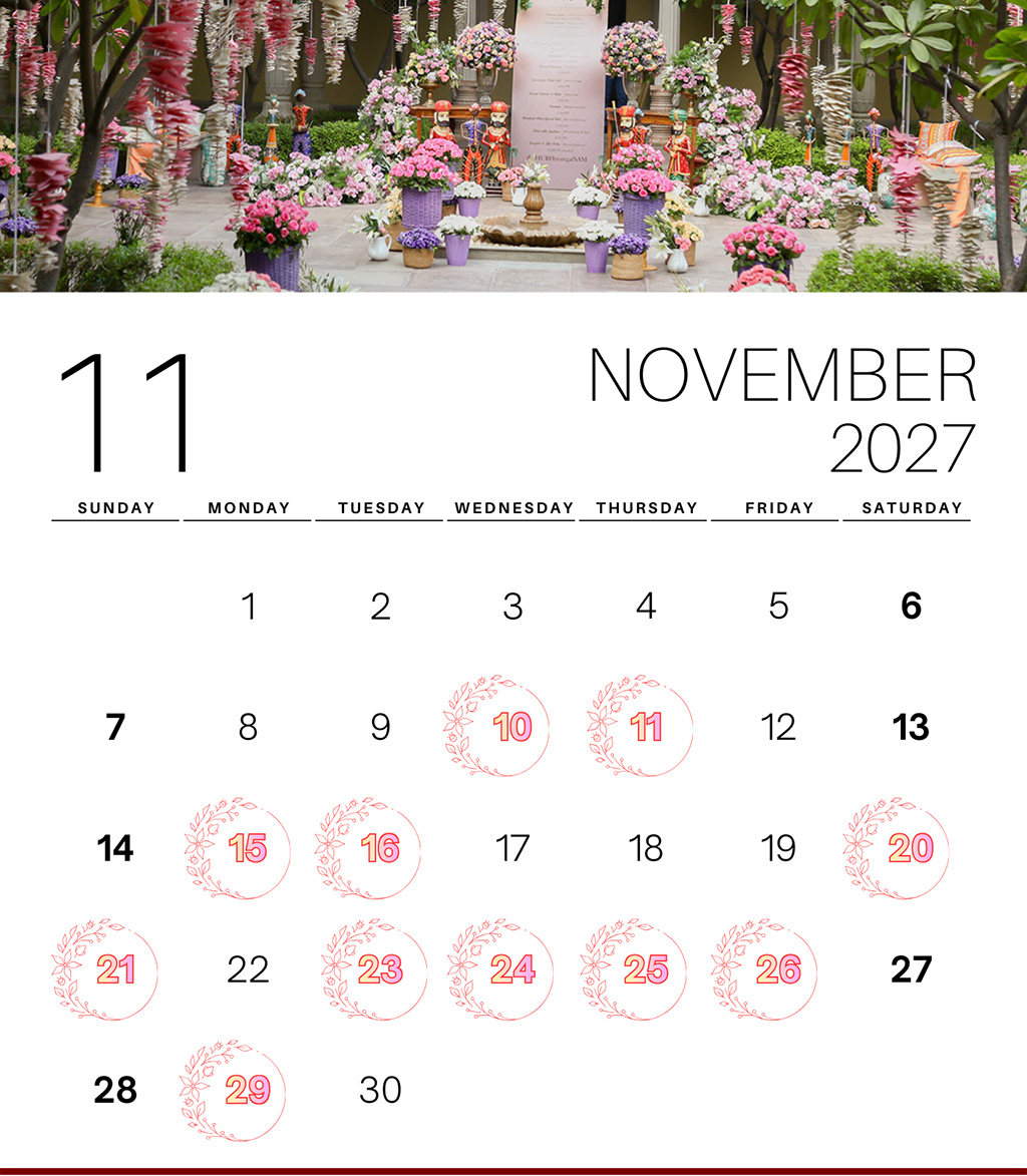  Most Auspicious NOVEMBER 2027 Wedding Dates 