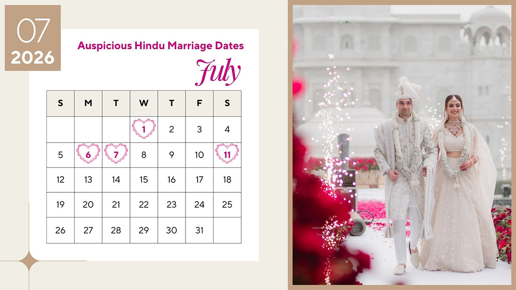 Most Auspicious July 2026 Wedding Dates Most Auspicious July 2026 Wedding Dates